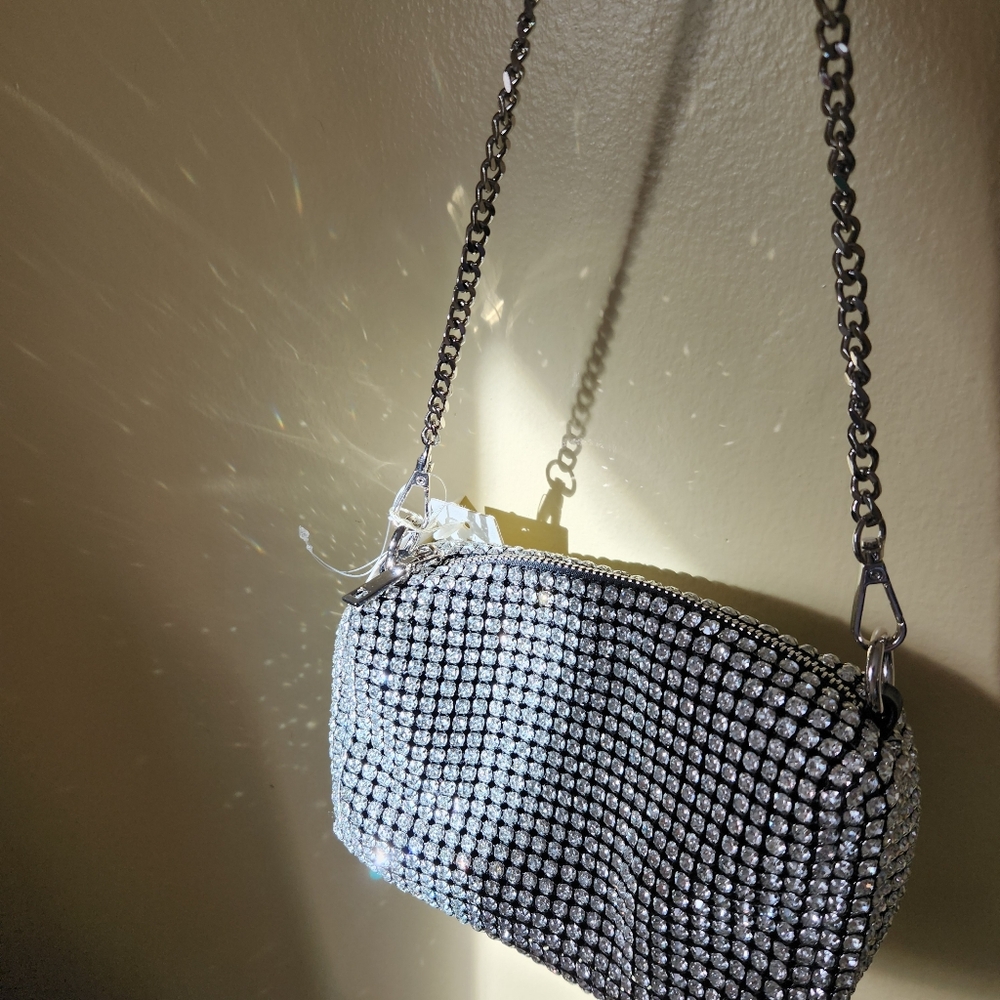 NEW! Madison West Silver Rhinestone Women Bag - Picture 2 of 10